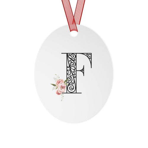 Floral Letters: Letter F - Metal Christmas Ornament - Whippie's