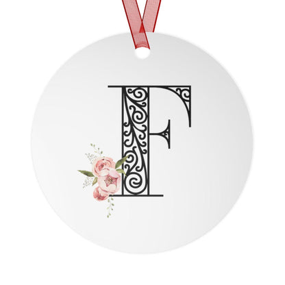Floral Letters: Letter F - Metal Christmas Ornament - Whippie's