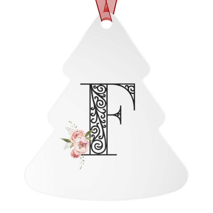Floral Letters: Letter F - Metal Christmas Ornament - Whippie's