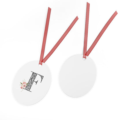 Floral Letters: Letter F - Metal Christmas Ornament - Whippie's