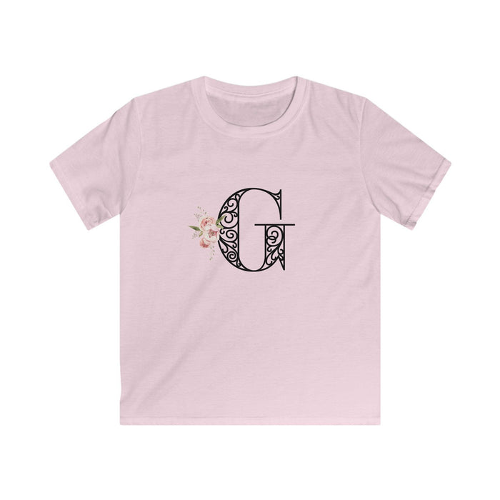 Floral Letters: Letter G - Kids Softstyle Tee - Whippie's