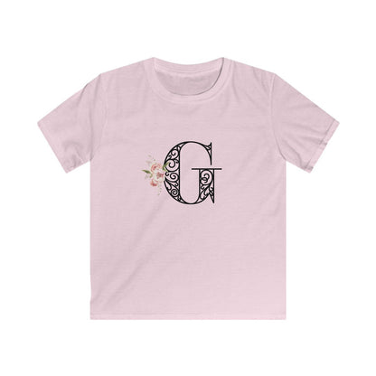 Floral Letters: Letter G - Kids Softstyle Tee - Whippie's
