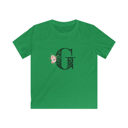 Floral Letters: Letter G - Kids Softstyle Tee - Whippie's