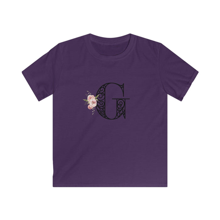 Floral Letters: Letter G - Kids Softstyle Tee - Whippie's
