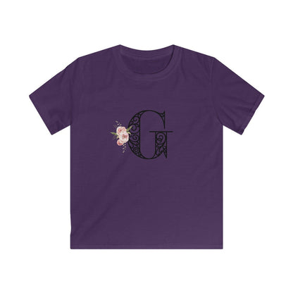 Floral Letters: Letter G - Kids Softstyle Tee - Whippie's