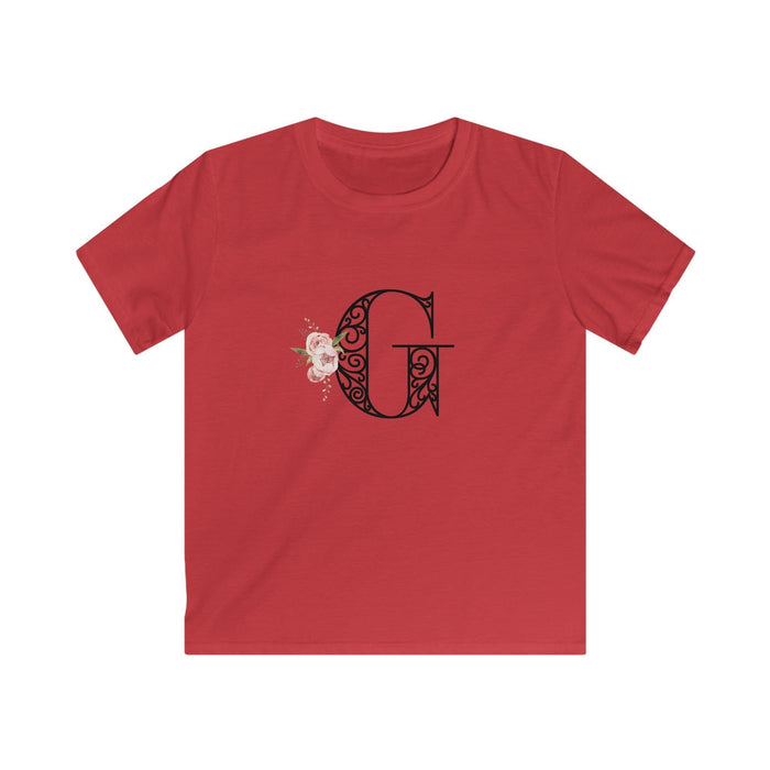 Floral Letters: Letter G - Kids Softstyle Tee - Whippie's