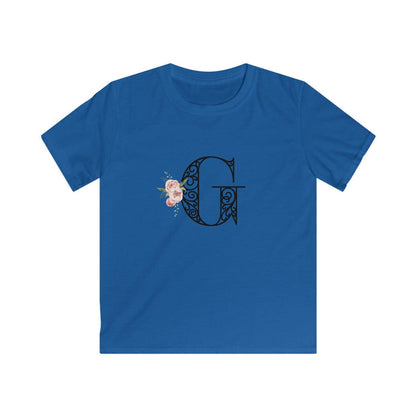 Floral Letters: Letter G - Kids Softstyle Tee - Whippie's
