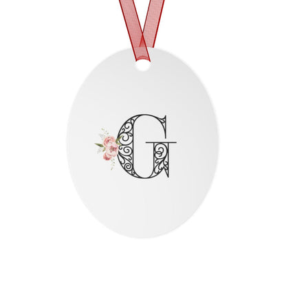 Floral Letters: Letter G - Metal Christmas Ornament - Whippie's