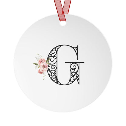 Floral Letters: Letter G - Metal Christmas Ornament - Whippie's