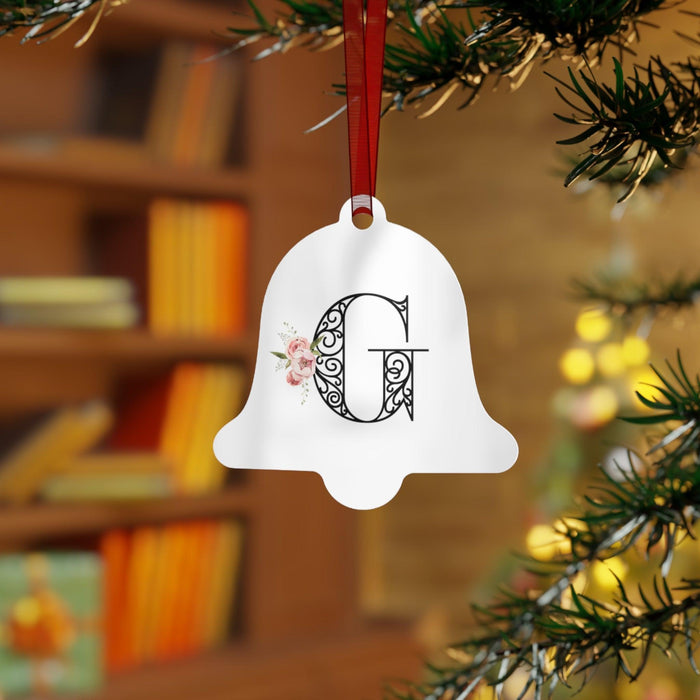Floral Letters: Letter G - Metal Christmas Ornament - Whippie's
