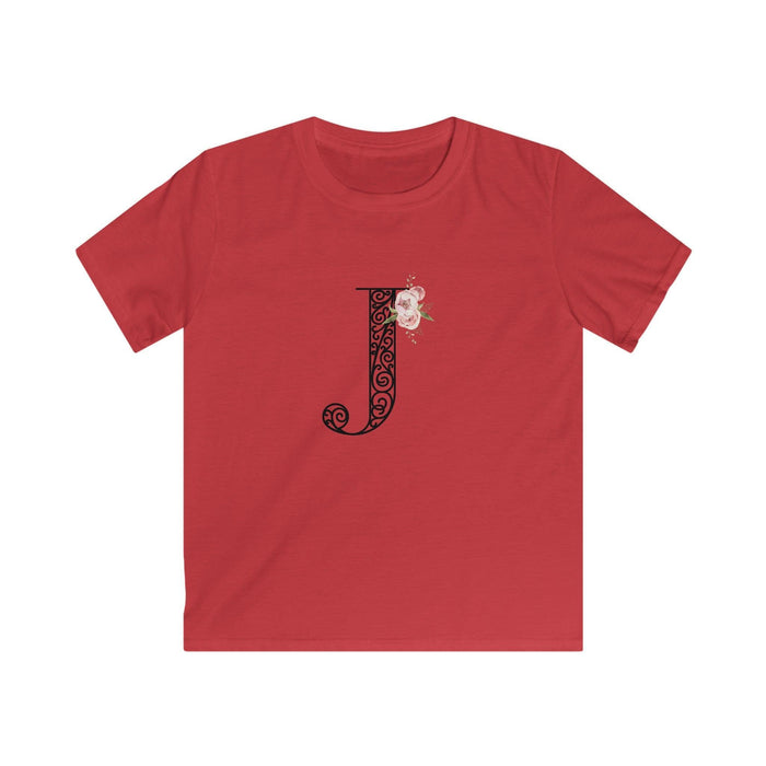 Floral Letters: Letter J - Kids Softstyle Tee - Whippie's