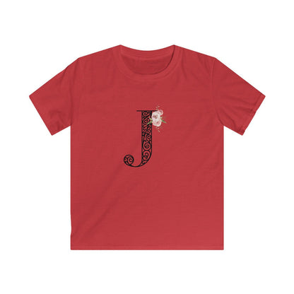 Floral Letters: Letter J - Kids Softstyle Tee - Whippie's