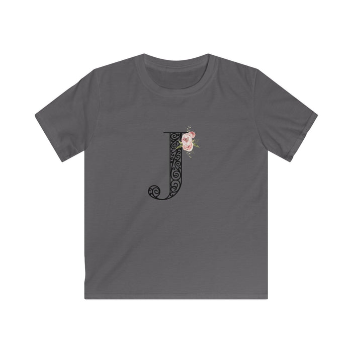 Floral Letters: Letter J - Kids Softstyle Tee - Whippie's