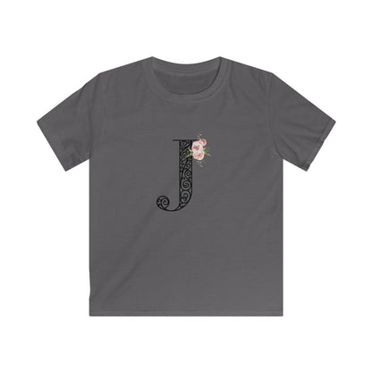 Floral Letters: Letter J - Kids Softstyle Tee - Whippie's