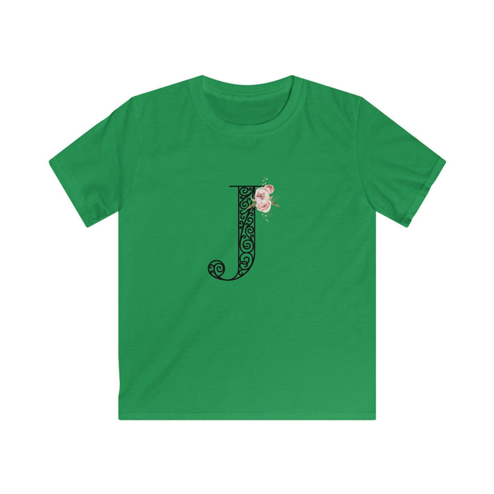 Floral Letters: Letter J - Kids Softstyle Tee - Whippie's