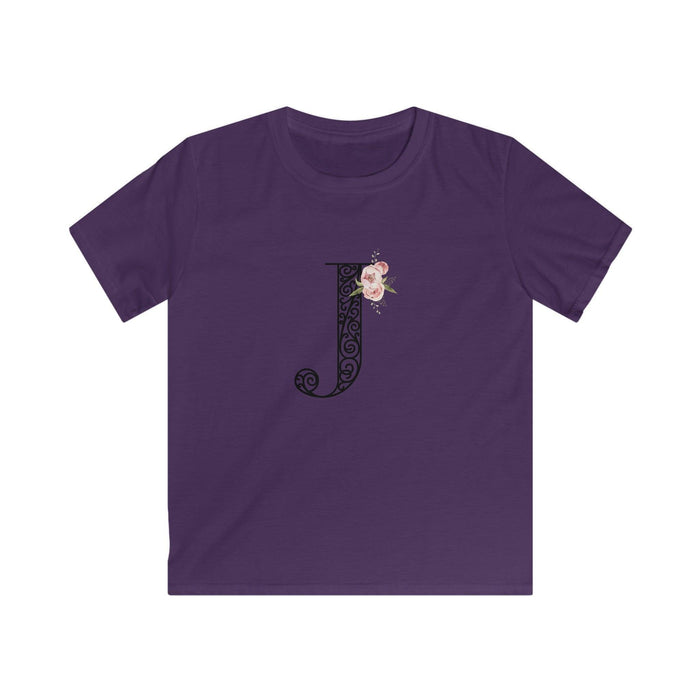 Floral Letters: Letter J - Kids Softstyle Tee - Whippie's