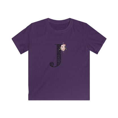 Floral Letters: Letter J - Kids Softstyle Tee - Whippie's