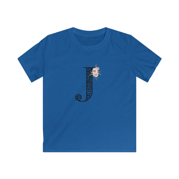 Floral Letters: Letter J - Kids Softstyle Tee - Whippie's