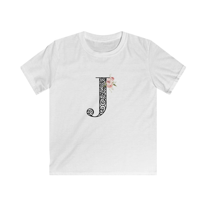 Floral Letters: Letter J - Kids Softstyle Tee - Whippie's