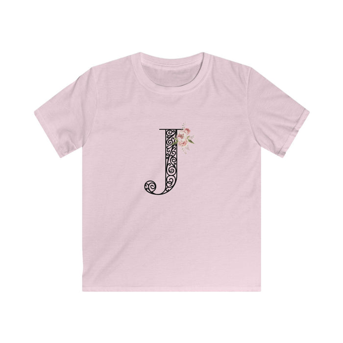 Floral Letters: Letter J - Kids Softstyle Tee - Whippie's