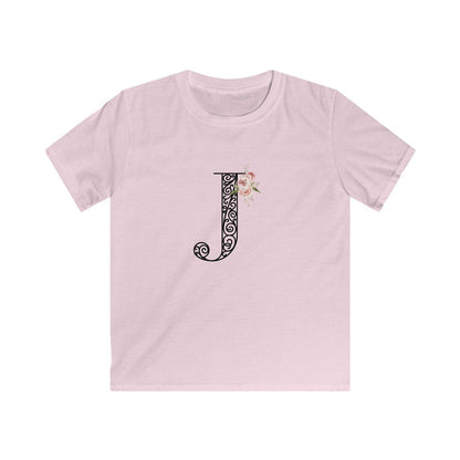 Floral Letters: Letter J - Kids Softstyle Tee - Whippie's