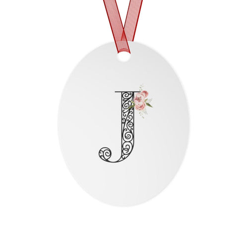 Floral Letters: Letter J - Metal Christmas Ornament - Whippie's