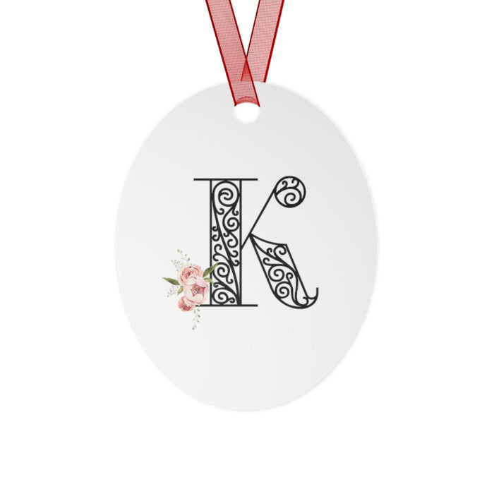 Floral Letters: Letter K - Metal Christmas Ornament - Whippie's