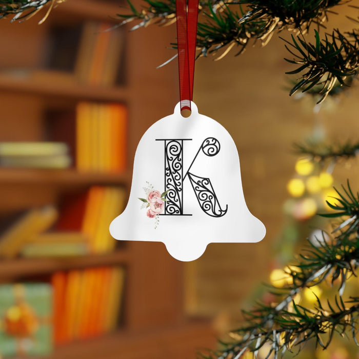 Floral Letters: Letter K - Metal Christmas Ornament - Whippie's