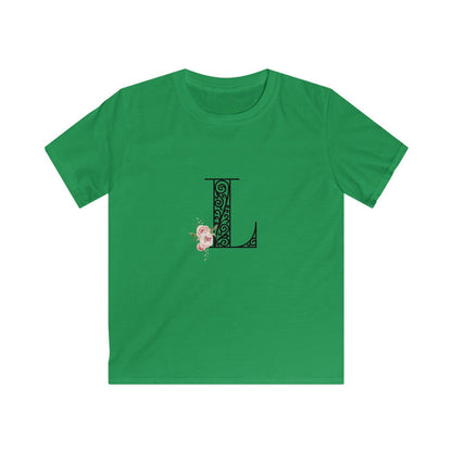Floral Letters: Letter L - Kids Softstyle Tee - Whippie's