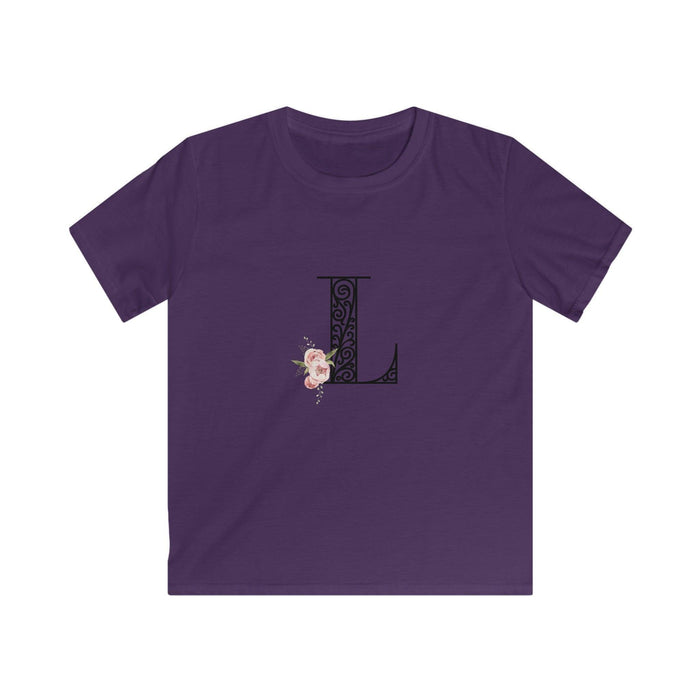 Floral Letters: Letter L - Kids Softstyle Tee - Whippie's
