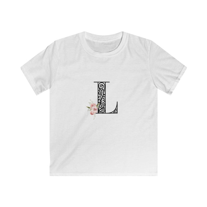 Floral Letters: Letter L - Kids Softstyle Tee - Whippie's