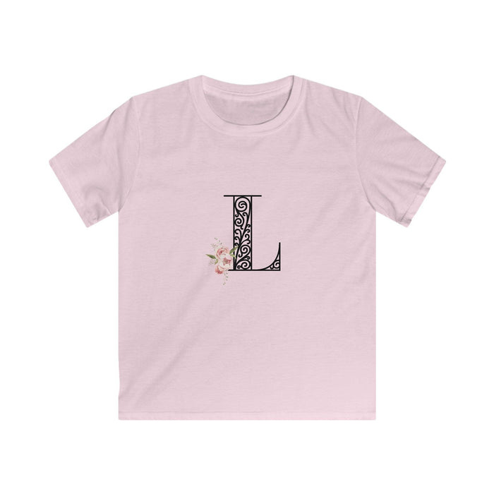 Floral Letters: Letter L - Kids Softstyle Tee - Whippie's
