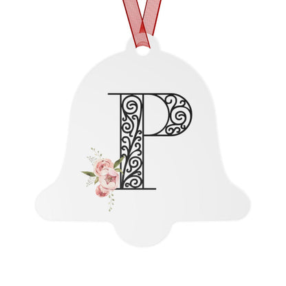 Floral Letters: Letter P - Metal Christmas Ornament - Whippie's