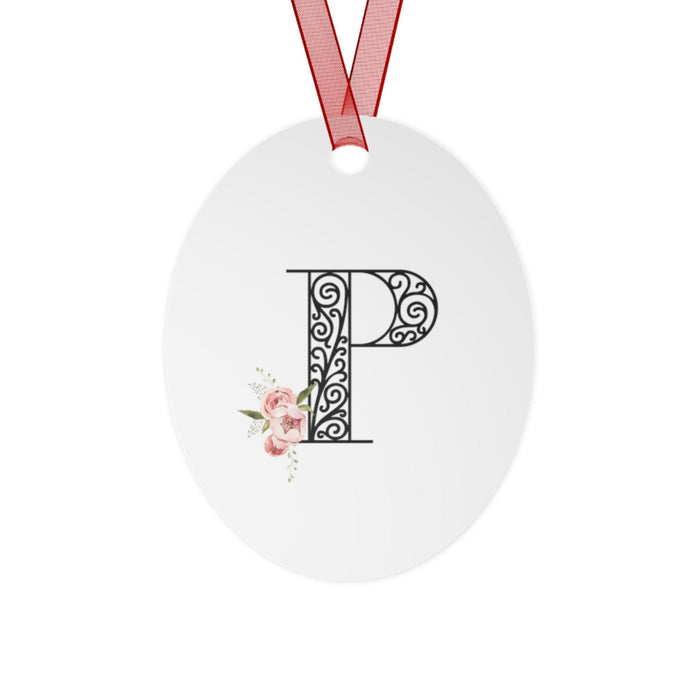 Floral Letters: Letter P - Metal Christmas Ornament - Whippie's