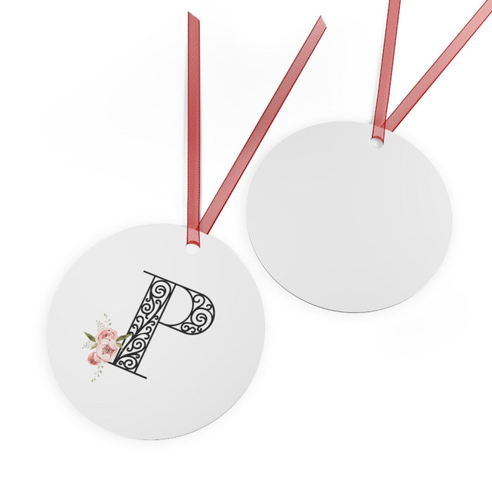 Floral Letters: Letter P - Metal Christmas Ornament - Whippie's