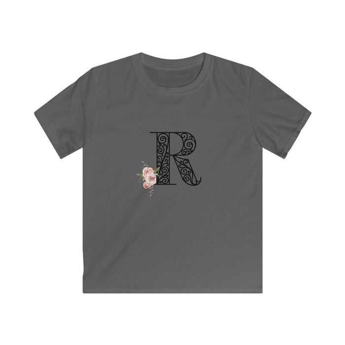 Floral Letters: Letter R - Kids Softstyle Tee - Whippie's