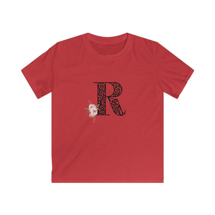 Floral Letters: Letter R - Kids Softstyle Tee - Whippie's