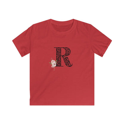 Floral Letters: Letter R - Kids Softstyle Tee - Whippie's