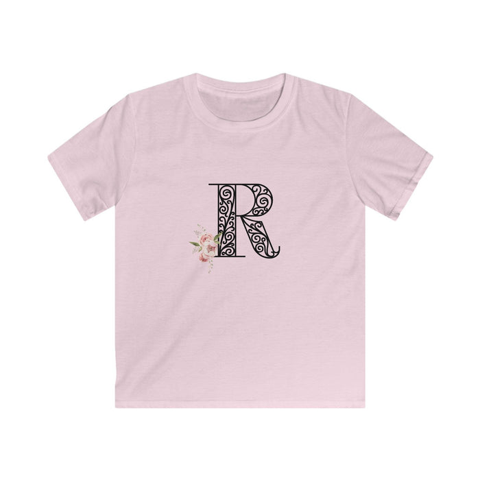 Floral Letters: Letter R - Kids Softstyle Tee - Whippie's