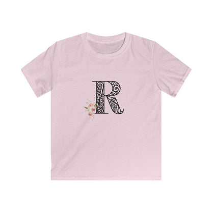 Floral Letters: Letter R - Kids Softstyle Tee - Whippie's