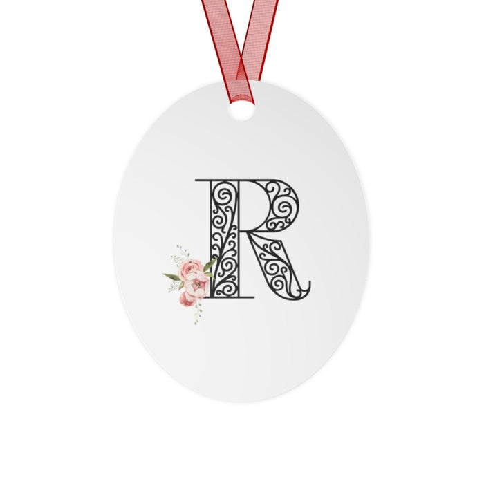 Floral Letters: Letter R - Metal Christmas Ornament - Whippie's