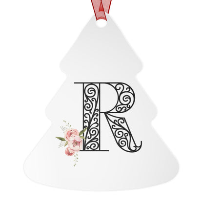 Floral Letters: Letter R - Metal Christmas Ornament - Whippie's