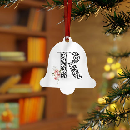 Floral Letters: Letter R - Metal Christmas Ornament - Whippie's