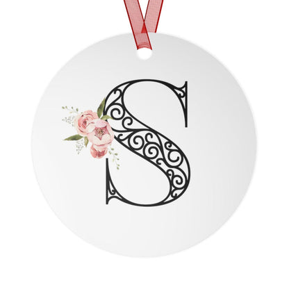 Floral Letters: Letter S - Metal Christmas Ornament - Whippie's