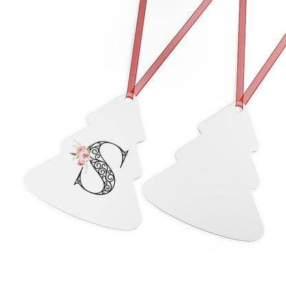 Floral Letters: Letter S - Metal Christmas Ornament - Whippie's