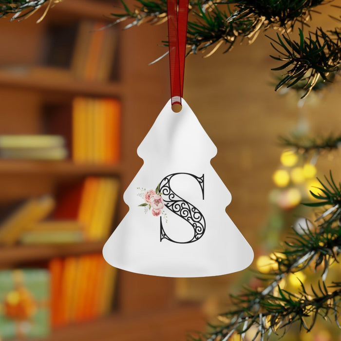 Floral Letters: Letter S - Metal Christmas Ornament - Whippie's