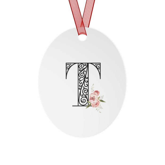 Floral Letters: Letter T - Metal Christmas Ornament - Whippie's
