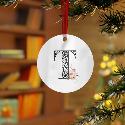 Floral Letters: Letter T - Metal Christmas Ornament - Whippie's
