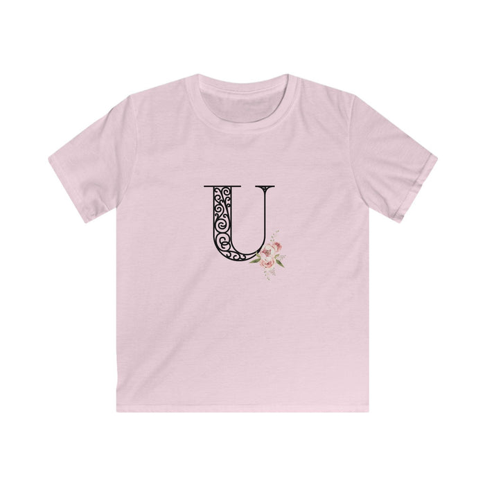 Floral Letters: Letter U - Kids Softstyle Tee - Whippie's