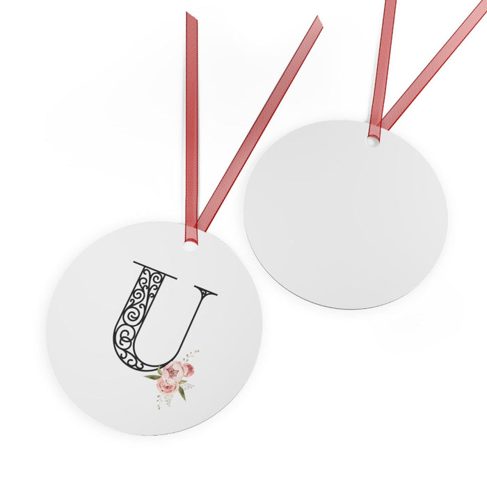 Floral Letters: Letter U - Metal Christmas Ornament - Whippie's